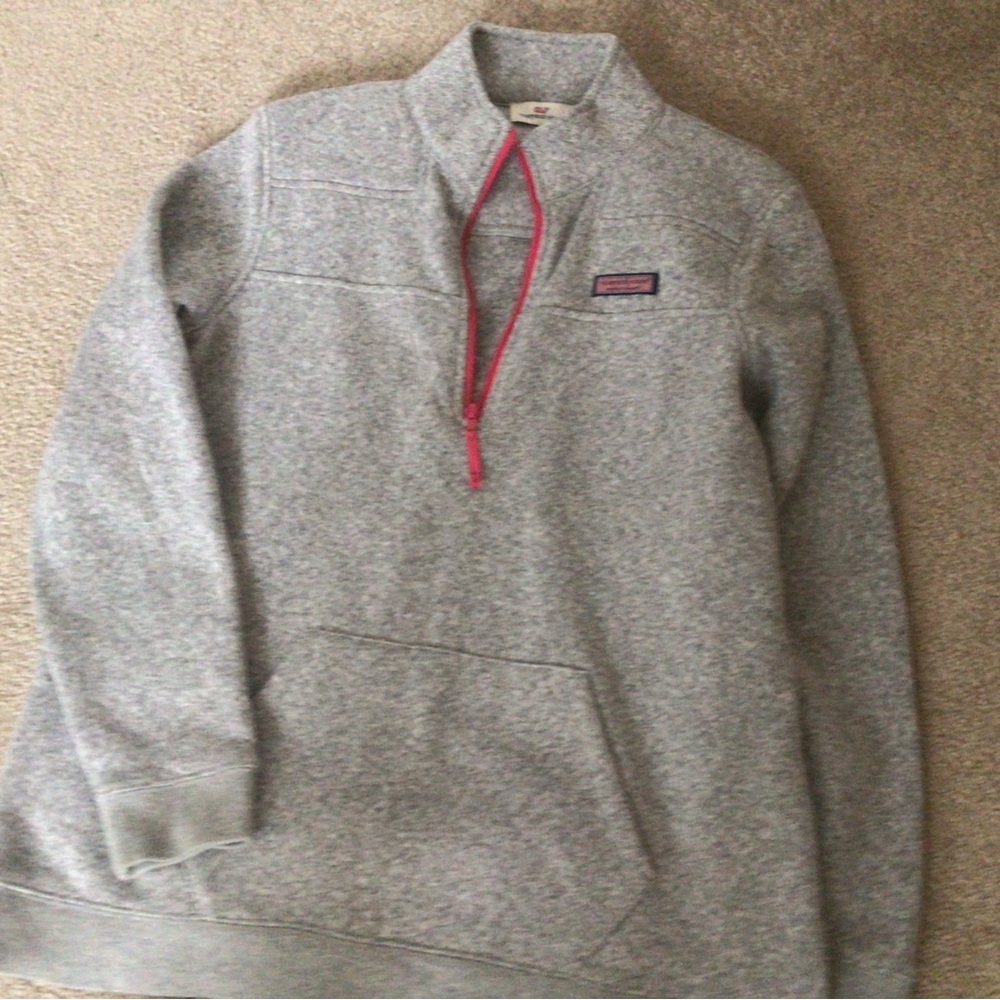VINEYARD VINES HEATHER GRAY 1/4 ZIP PULLOVER— WOMENS SIZE LG